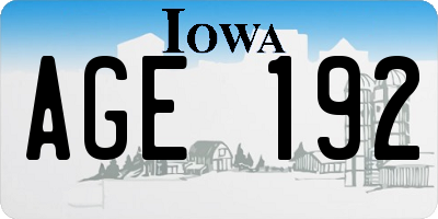 IA license plate AGE192