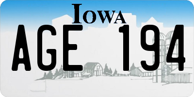 IA license plate AGE194