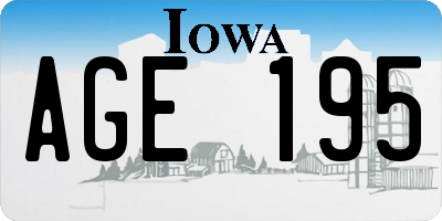 IA license plate AGE195