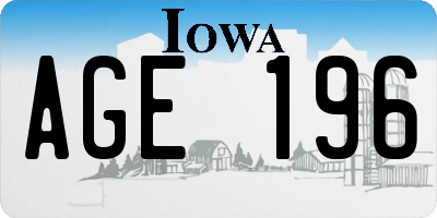 IA license plate AGE196