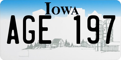 IA license plate AGE197