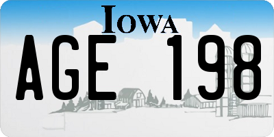 IA license plate AGE198