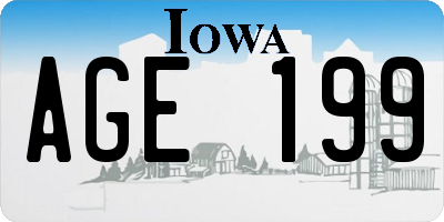 IA license plate AGE199