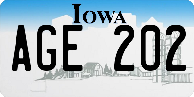 IA license plate AGE202