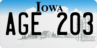 IA license plate AGE203