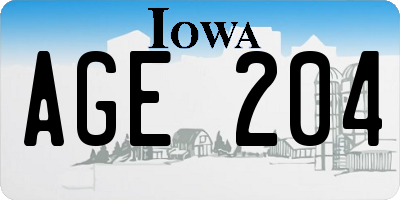 IA license plate AGE204