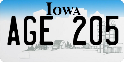 IA license plate AGE205