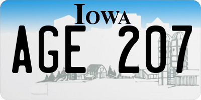 IA license plate AGE207