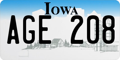 IA license plate AGE208