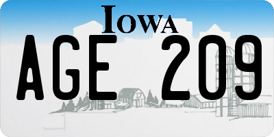 IA license plate AGE209