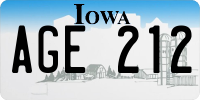 IA license plate AGE212
