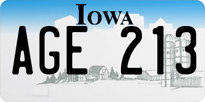 IA license plate AGE213