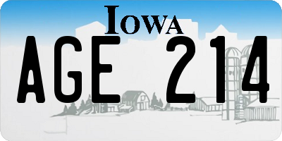 IA license plate AGE214