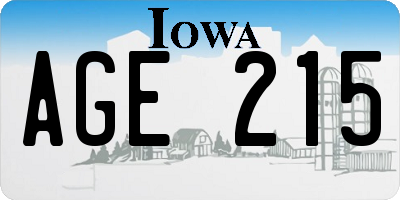 IA license plate AGE215