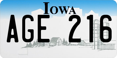 IA license plate AGE216
