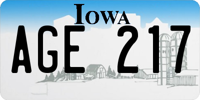 IA license plate AGE217