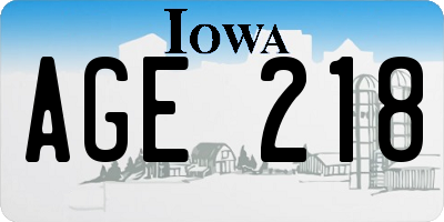 IA license plate AGE218