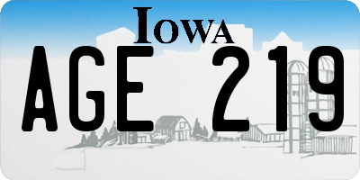 IA license plate AGE219