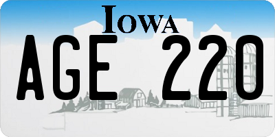 IA license plate AGE220