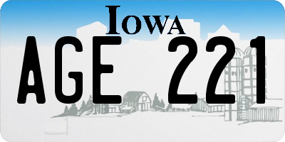 IA license plate AGE221