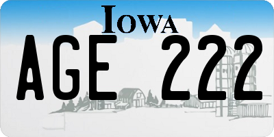 IA license plate AGE222