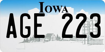 IA license plate AGE223