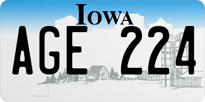 IA license plate AGE224