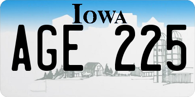 IA license plate AGE225