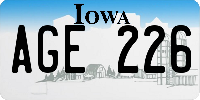 IA license plate AGE226