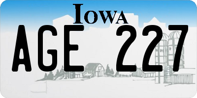 IA license plate AGE227