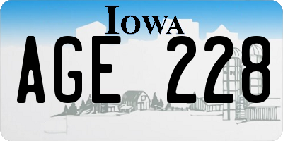 IA license plate AGE228