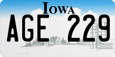 IA license plate AGE229