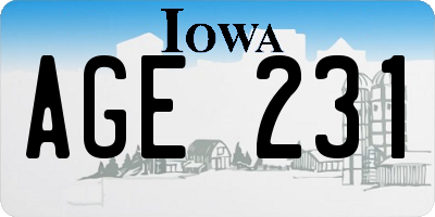 IA license plate AGE231