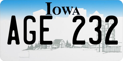 IA license plate AGE232