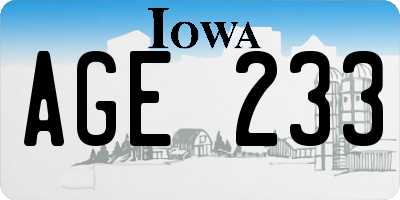 IA license plate AGE233