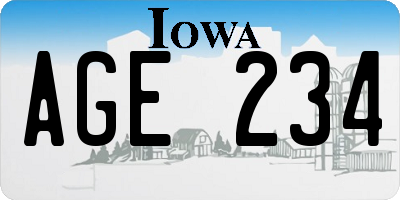 IA license plate AGE234