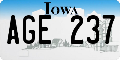 IA license plate AGE237