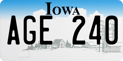 IA license plate AGE240