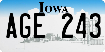 IA license plate AGE243
