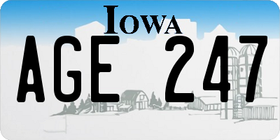 IA license plate AGE247