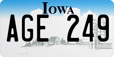 IA license plate AGE249