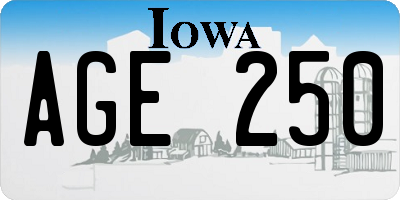 IA license plate AGE250