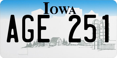 IA license plate AGE251