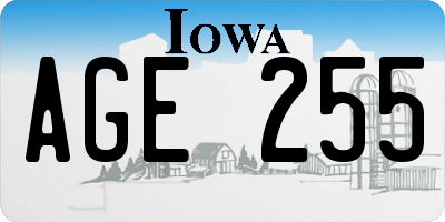 IA license plate AGE255