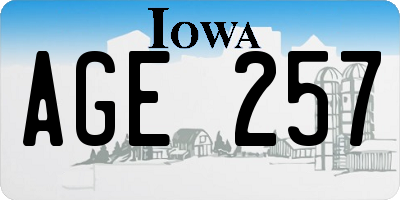 IA license plate AGE257