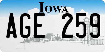 IA license plate AGE259