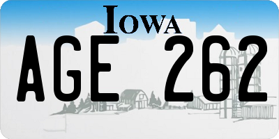 IA license plate AGE262