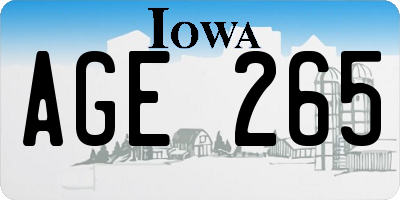 IA license plate AGE265