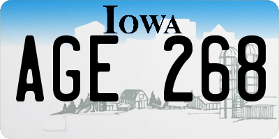 IA license plate AGE268