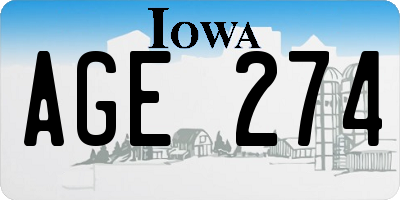 IA license plate AGE274